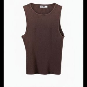 Brown/Tan Sleeveless ripple knit